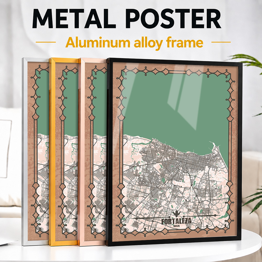 Custom Map Poster - Fortaleza stadsplattegrond ingelijste metalen print, gepersonaliseerde