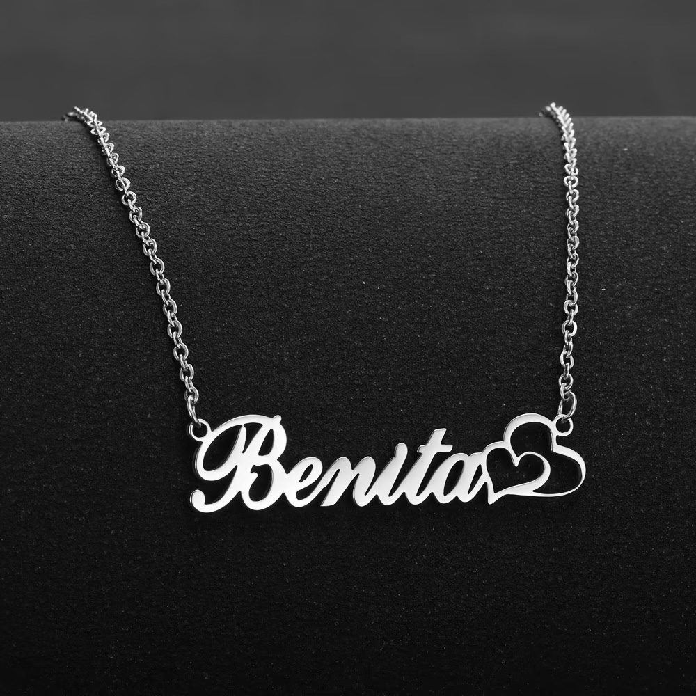 Name Necklace Custom - Gepersonaliseerde dubbele hart aangepaste naam ketting