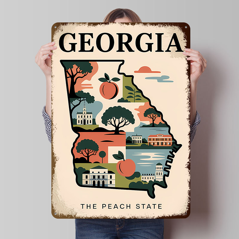 Georgië: De Peach State geïllu - Custom Map Poster recensie en prijs